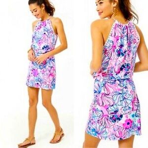 Lilly Pulitzer Gianna Make A Splash Skort Romper in Prosecco Pink